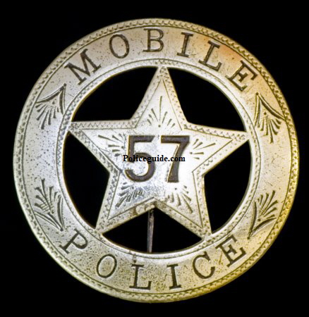 Early Mobile, Alabama Police badge #57.