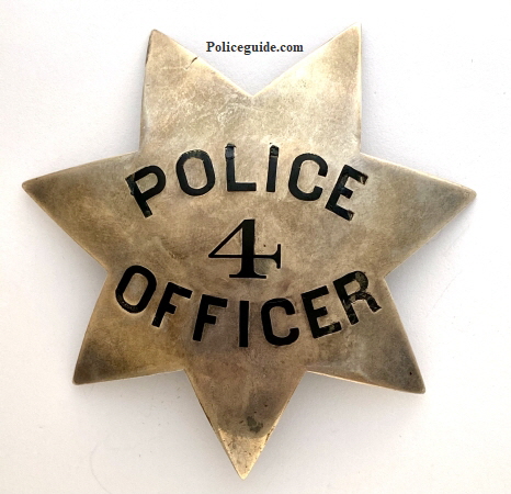 1st issue Oakland Police badge #4 worn by Adalbert Wilson who went on to become Chief of Police.