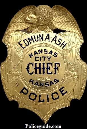 Kansas City Police Chief Edmun A. Ash jeweler made 14k gold badge.