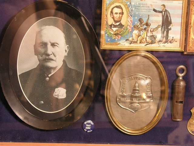 Lingan Anderson and his 1861 first issue DC badge. Served 47 years from 1861 to 1908