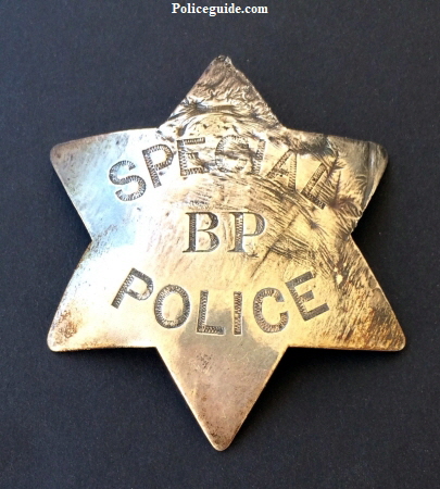 Early San Francisco Special Police B.P. badge made of nickel silver by DWL S.F. Circa 1880.