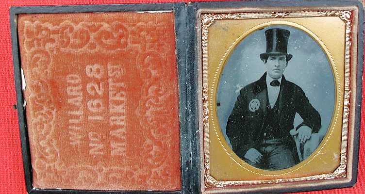 Circa 1840 cased ambrotype of Jacob Eriq by photographer Willard No. 1628 Market St. Philadelphia.