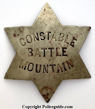 Battle Mountain Constable badge circa 1886, hallmarked J. C. Irvine 339 Kearny St. S. F.