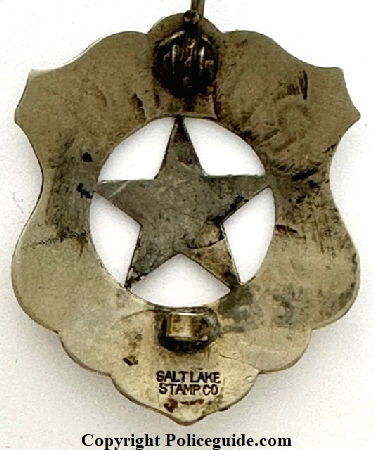 Yerington Police badge #1 made by Salt Lake Stamp Co.  Yerington is located in Lyon Co. NV and is the county seat.
