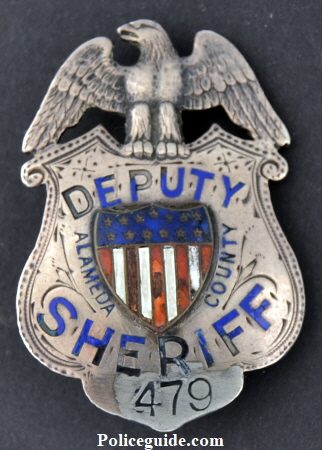 Alameda Co. Deputy Sheriff, sterling silver, hand engraved, #479.