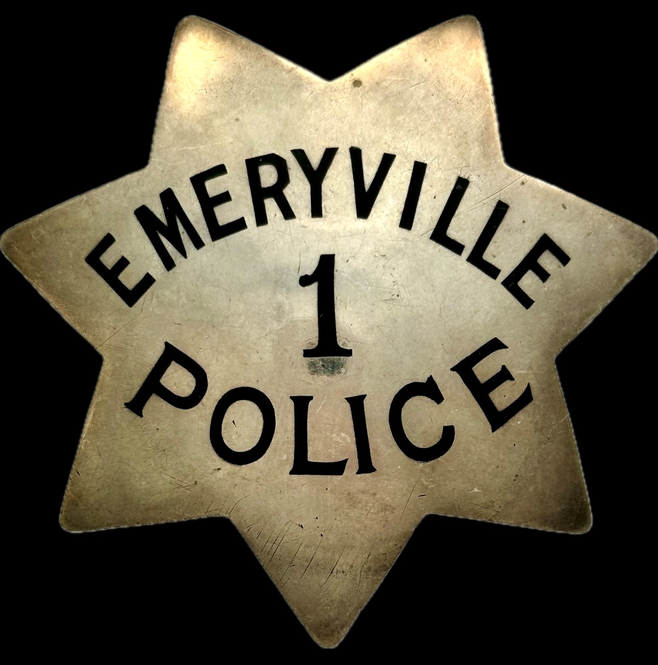 Emeryville Police badge #1, sterling silver, made by Ed Jones Co. Oakland, CAL