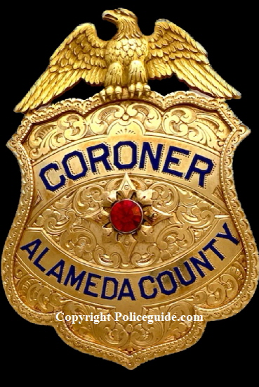 Coroner Alameda County, 14k gold presentation badge, circa 1915, 