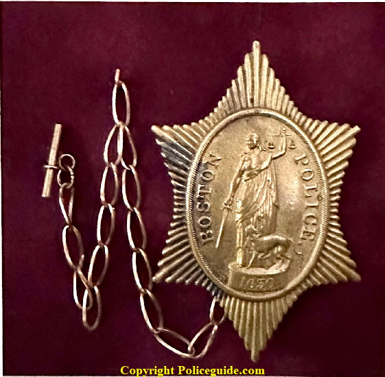 The very rare Boston Police 1st issue shield, issued in 1853. The very rare Boston Police 1st issue shield, issued in 1853.