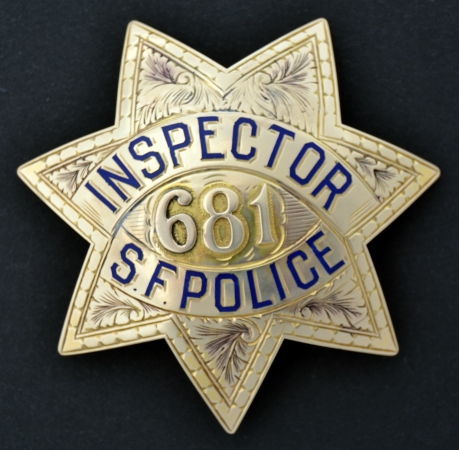 CA-SFPD-Inspector Star No. 681 made by Morgen Jeweler San Francisco.