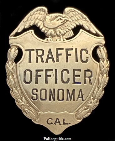 Traffic Officer Sonoma CAL.  Made by Irvine & Jachens S. F. 