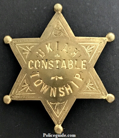 Ukiah Township Constable.  Made by Patrick & Co. San Francisco, CA.