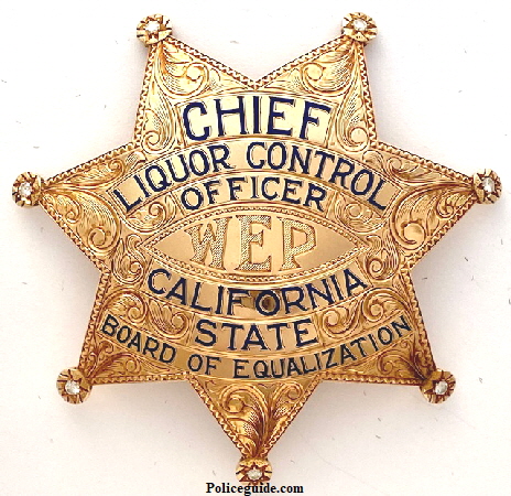 14k gold presentation badge for the Chief Liquor Control Officer