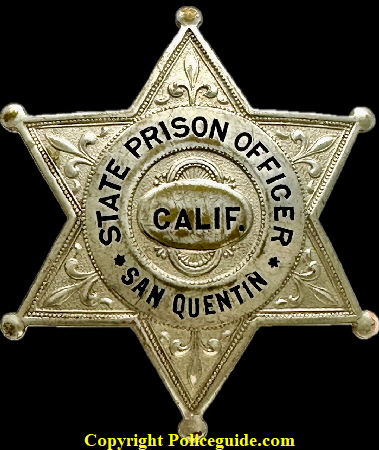 San Quentin State Prison Officer badge 38 (stamped on the back), made by Reininger San Francisco..  Circa 1916.  SKU4502