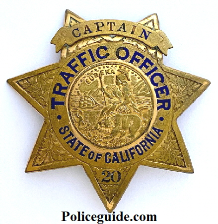 Traffic Officer Captain #20 hallmarked Irvine & Jachens 1027 Market St. S.F.  from the John Connors Collection.