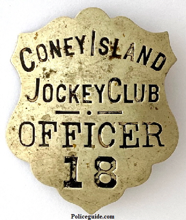 Coney Island Jockey Club Officer badge #18.