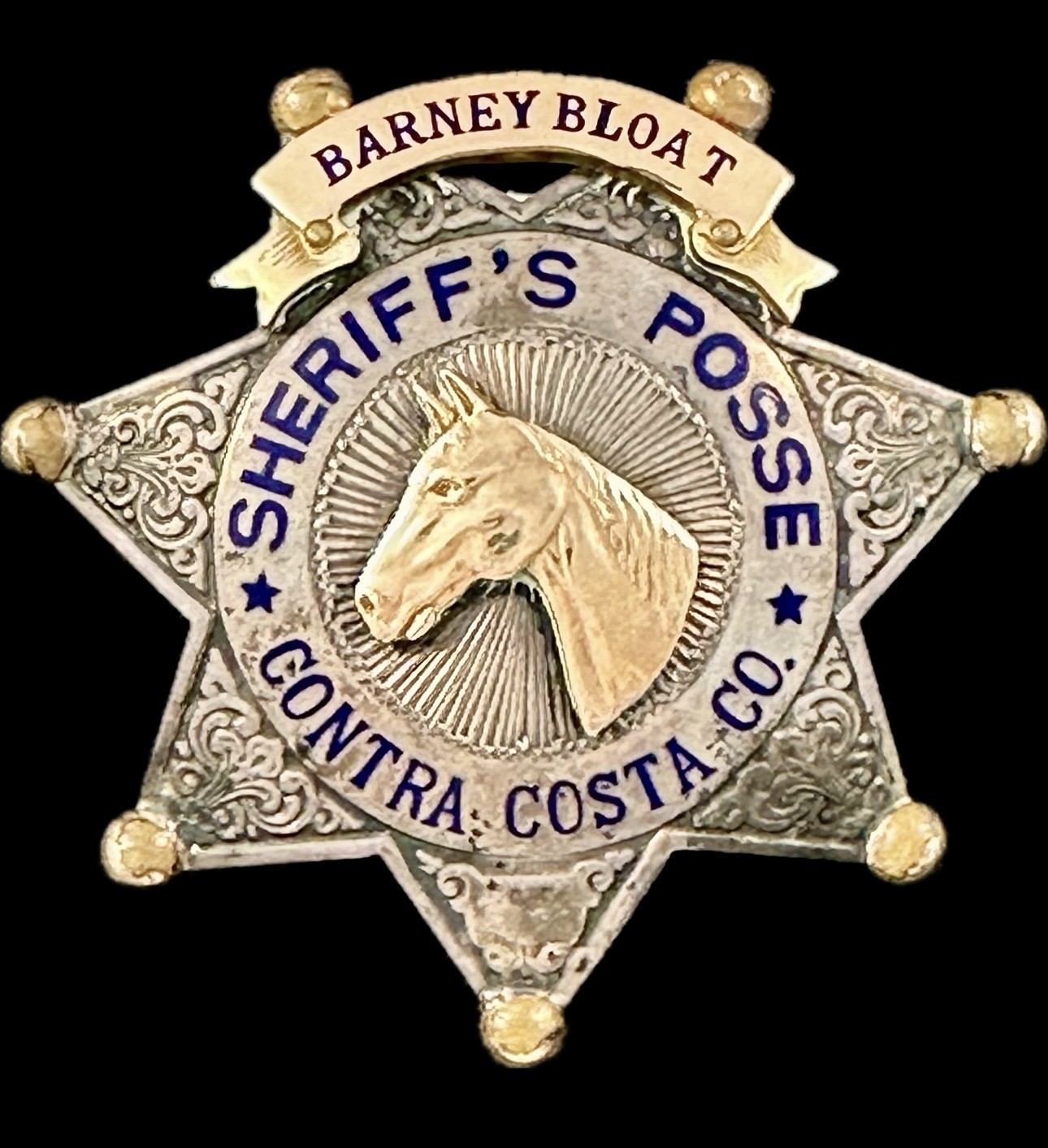 Barney Bloat, Sheriff’s Posse Contra Costa Co., hallmarked Ed Jones & Co. Oakland, CAL STERLING.