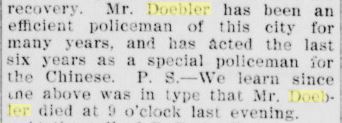 Marysville Daily Appeal 24 Sep 1904 Doebler Assassinated remembered 2