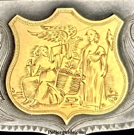 Elmira City Marshal presentation shield 18k gold seal.