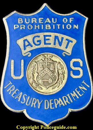 Bureau of Prohibition Agent  U.S.Treasury Department .  1927 to 1929. 