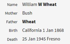 Wm. Wheat Birth Death