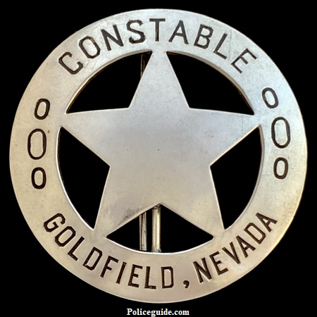 Constable Goldfield badge worn by Claud C. Inman who was also the Chief of the Goldfield Fire Department.