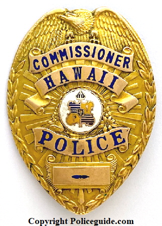 10k G.F. Commissioner of Police badge for the Island of Hawaii, circa 1928.