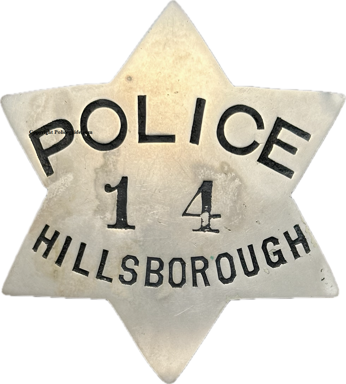 Hillsborough Police 1st issue star No. 14 