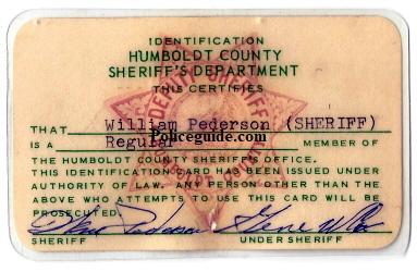 Sheriff William Pederson Sheriff ID card.