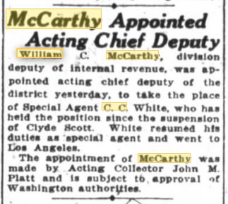 SF Chronicle 08 June 1917 Acting Chief Deputy