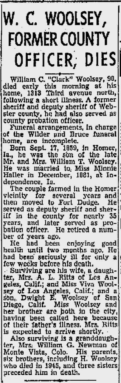 Woolsey, Wm C obit 2