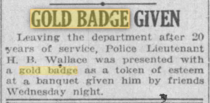 Los Angeles Evening Standard February 5, 1925 gold badge