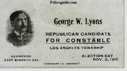George W. Lyons for Constable Los Angeles Twp. 1910.