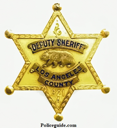 Los Angeles County Deputy Sheriff 321A presented to Wm R. Morgan