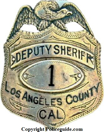 Los Angeles County Deputy Sheriff badge #1.  Sterling silver, jeweler made.  1899-1908