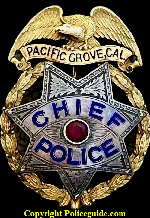 14k gold and sterling Pacific Grove, CA Chief of Police badge, 