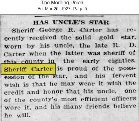 Morning Union March 25, 1927 gold badge