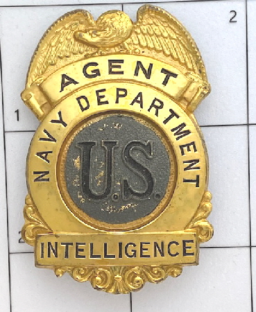 Naval Intelligence badge issued to John J. Skelling in Brooklyn, N. Y.