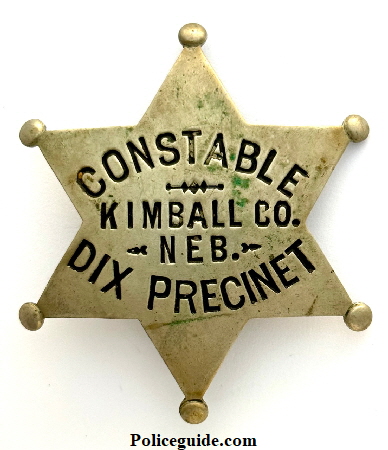 Kimball Co. Constable Dix Precinet worn by O. A. Larson.