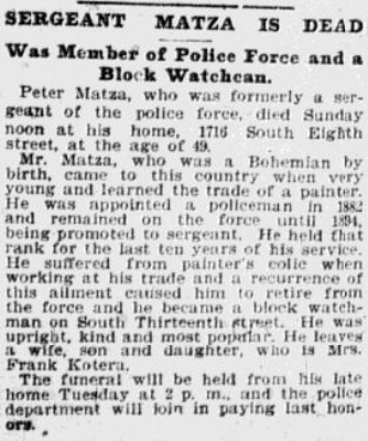Sgt Matza obit Sgt Matza obit