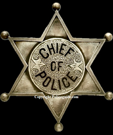 Chief of Police presentation badge to J. Whitson Clinton, Iowa 1886.  Jeweler made, sterling silver.