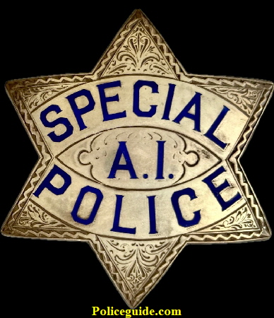 San Francisco Special Police A. I. with hard fired blue enamel and hand engraving.  