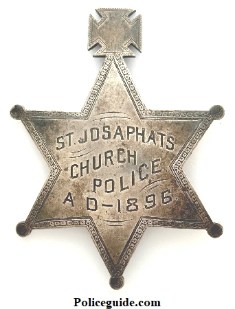St Josaphats Church Police A D - 1896 made of sterling silver.  Locaterd in Miwaukee, Wisconsin.