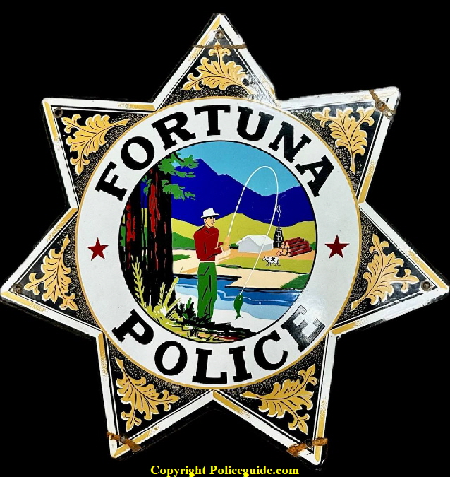 Fortuna Police porcelain sign 14" tall.