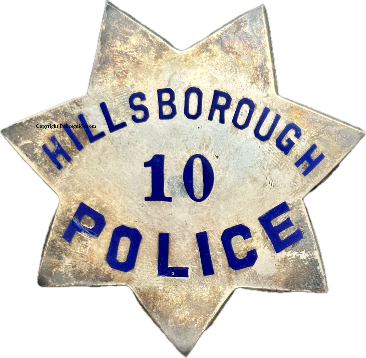 This is the star Eugene Doran was wearing at the time of his death.  It’s made of sterling silver with hard fired blue enamel and is hallmarked Irvine & Jachens S. F. STERLING.