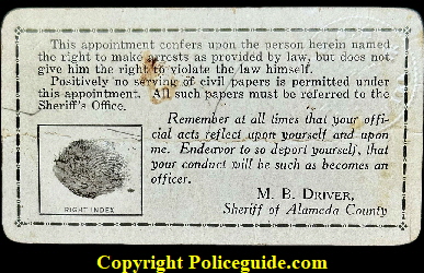 Alameda Co. Deputy Sheriff 98 L ID card bk