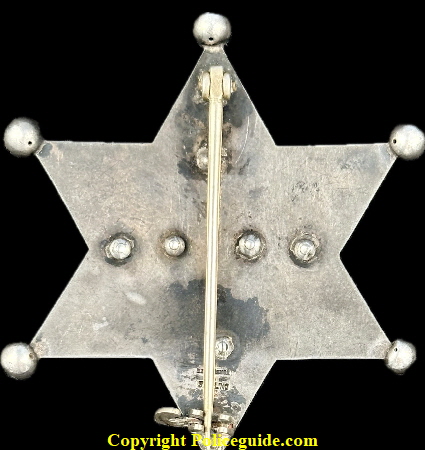 L.A. Co. Deputy Sheriff made by S. Norlinger & Sons, a 19th century Los Angeles jewelry firm known for being the first to make the reverse blue enamel stars for the Sheriff