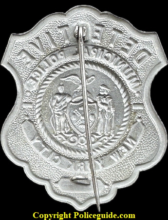 Detective New York City Municipal Police No. 69 shield.  1880’s.