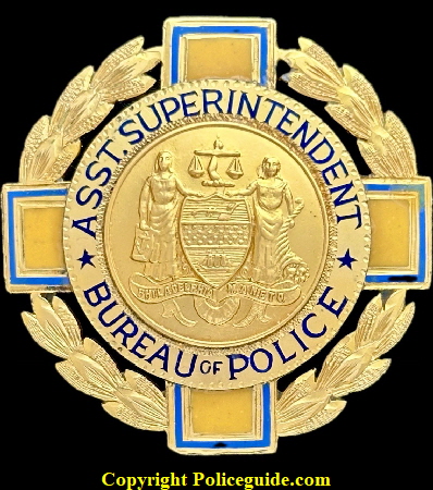Caleb J. Brinton’s department issued Assistant Superintentent Bureau of Police Presentation shield. Made by Wm. Thegen’s Son Philada, PA