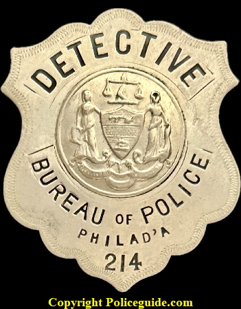 Caleb J. Brinton’s Detective Bureau of Police issue shield No. 214.