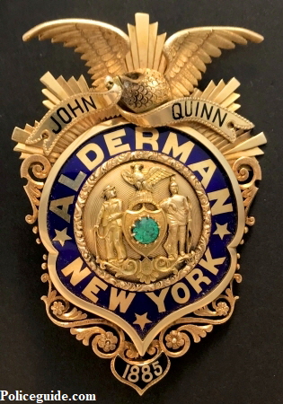 18k gold 1885 John Quinn Alderman badge.